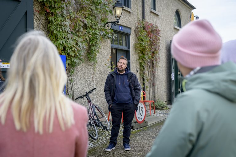 Gallery thumbnail. Owen Boss of ANU, IMMA Outdoors, A Radical Plot Open Studios, October 2021. Photo by Louis Haugh
